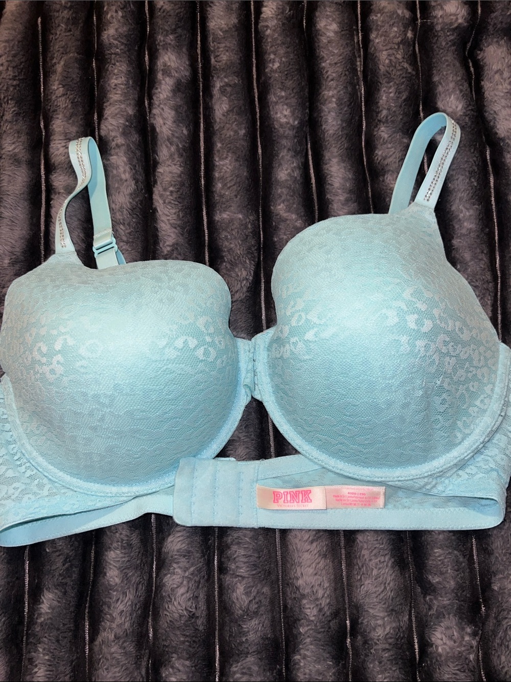 PINK Victoria's Secret Light Aqua Lace Push-Up Bra